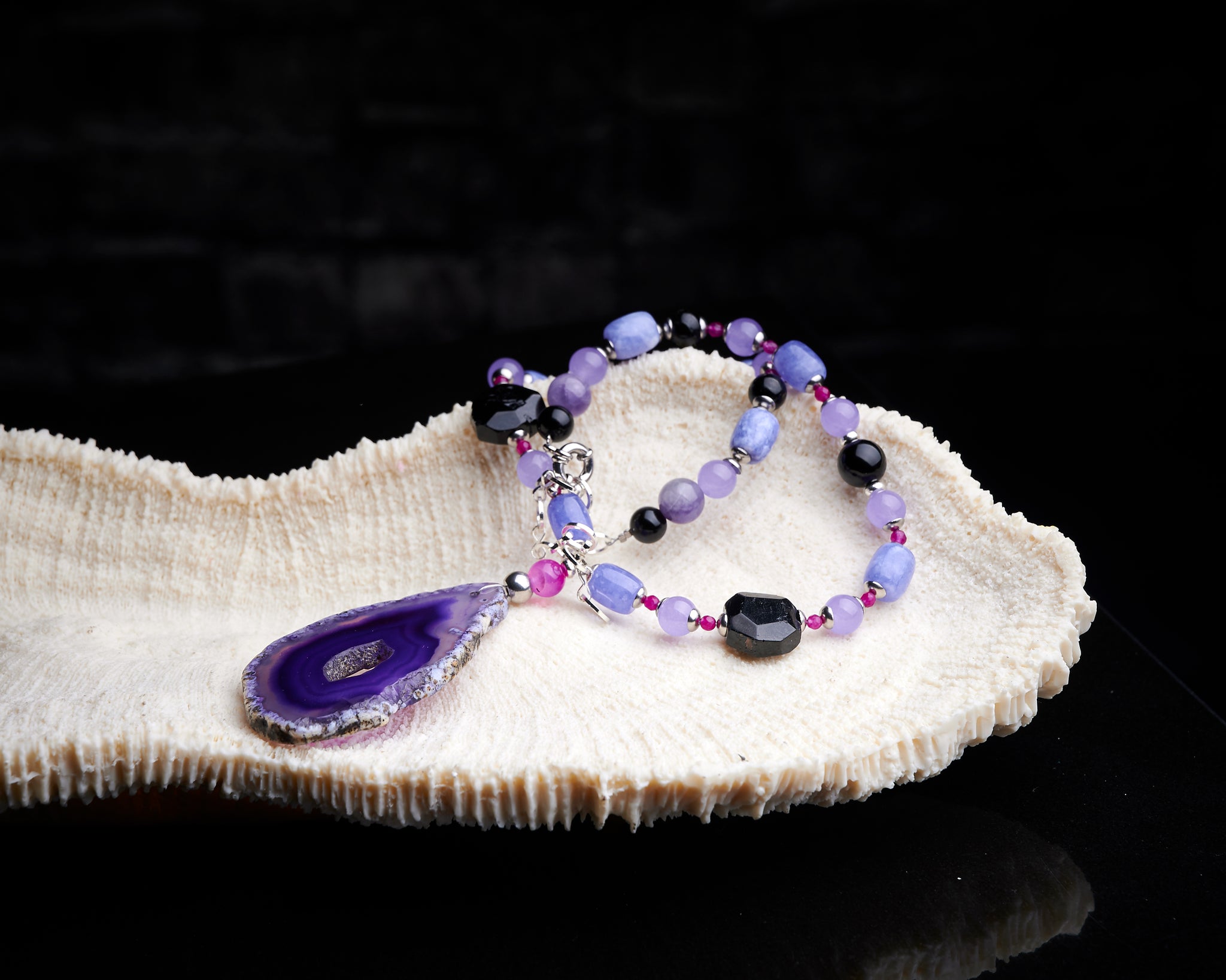 Purple Agate Statement Necklace