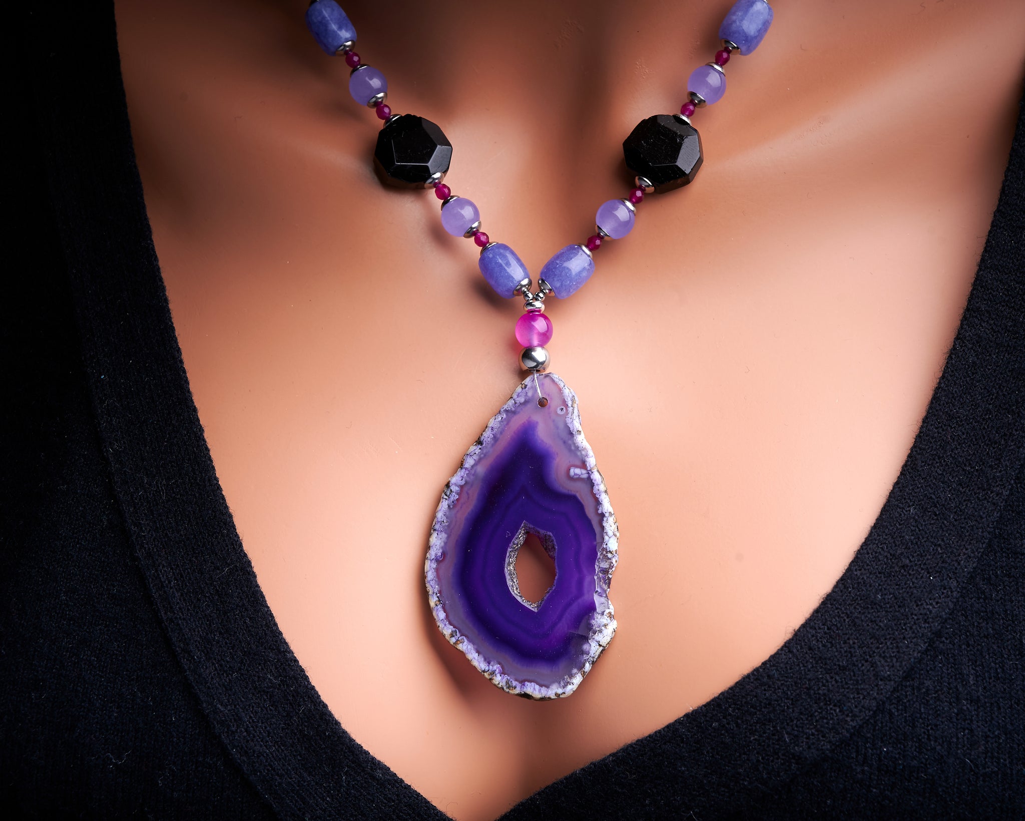 Purple Agate Statement Necklace