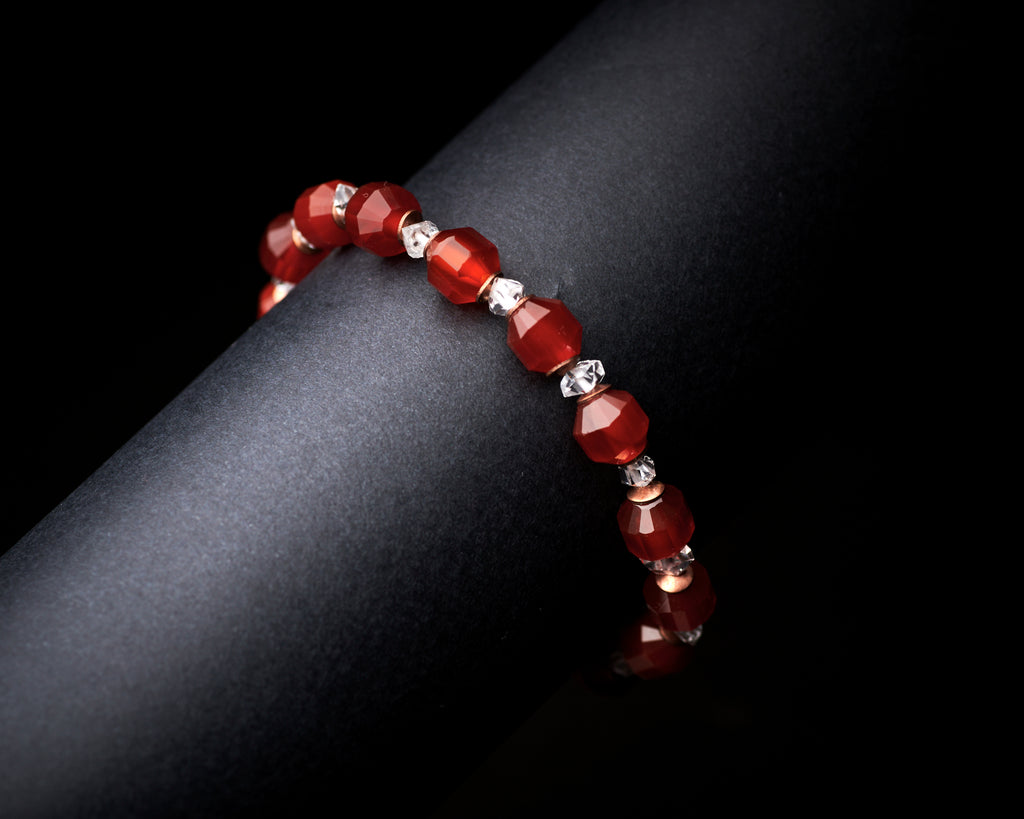 Carnelian Herkimer Diamond bracelet