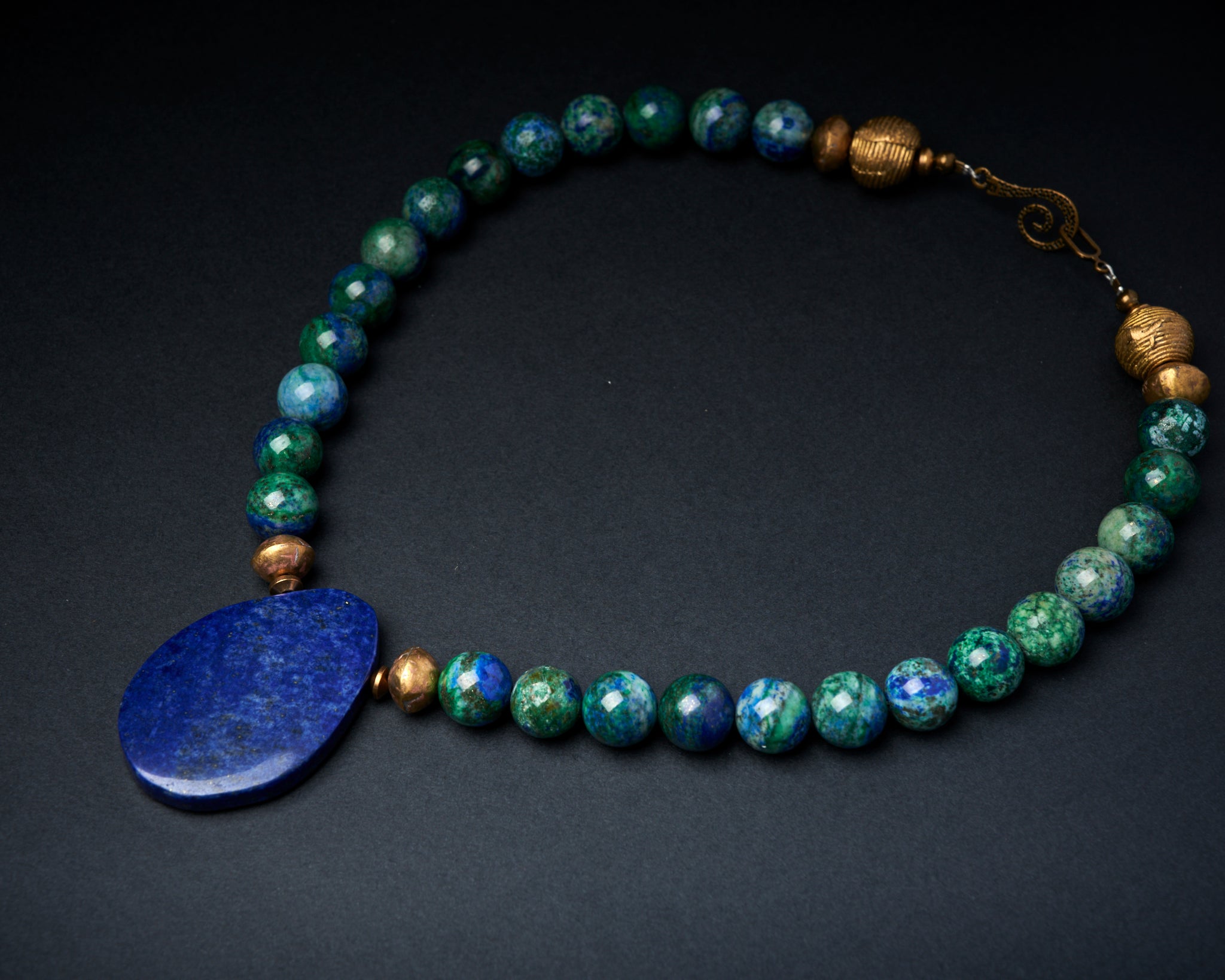 Azurite Malachite Lapis Lazuli Necklace