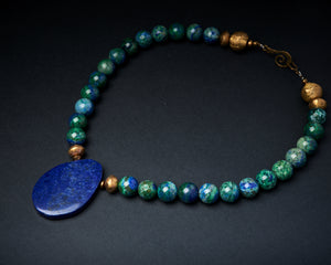 Azurite Malachite Lapis Lazuli Necklace