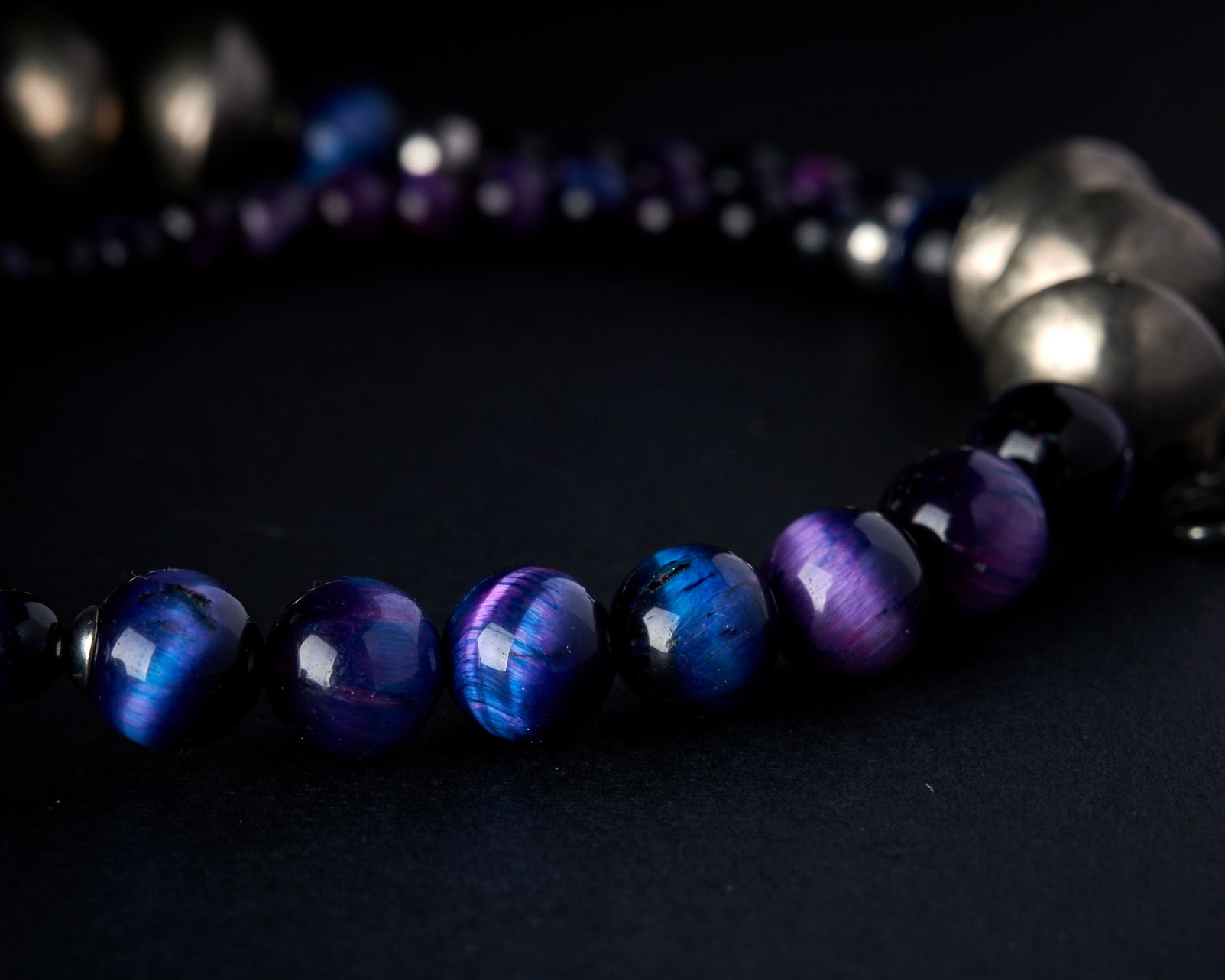 Blue Ocean Jasper Huge Pendant Galaxy Tiger Eye Necklace