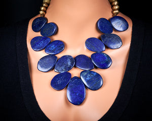Royal Blue Lapis Lazuli Statement Necklace