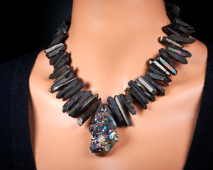 Black Coated Quartz Necklace