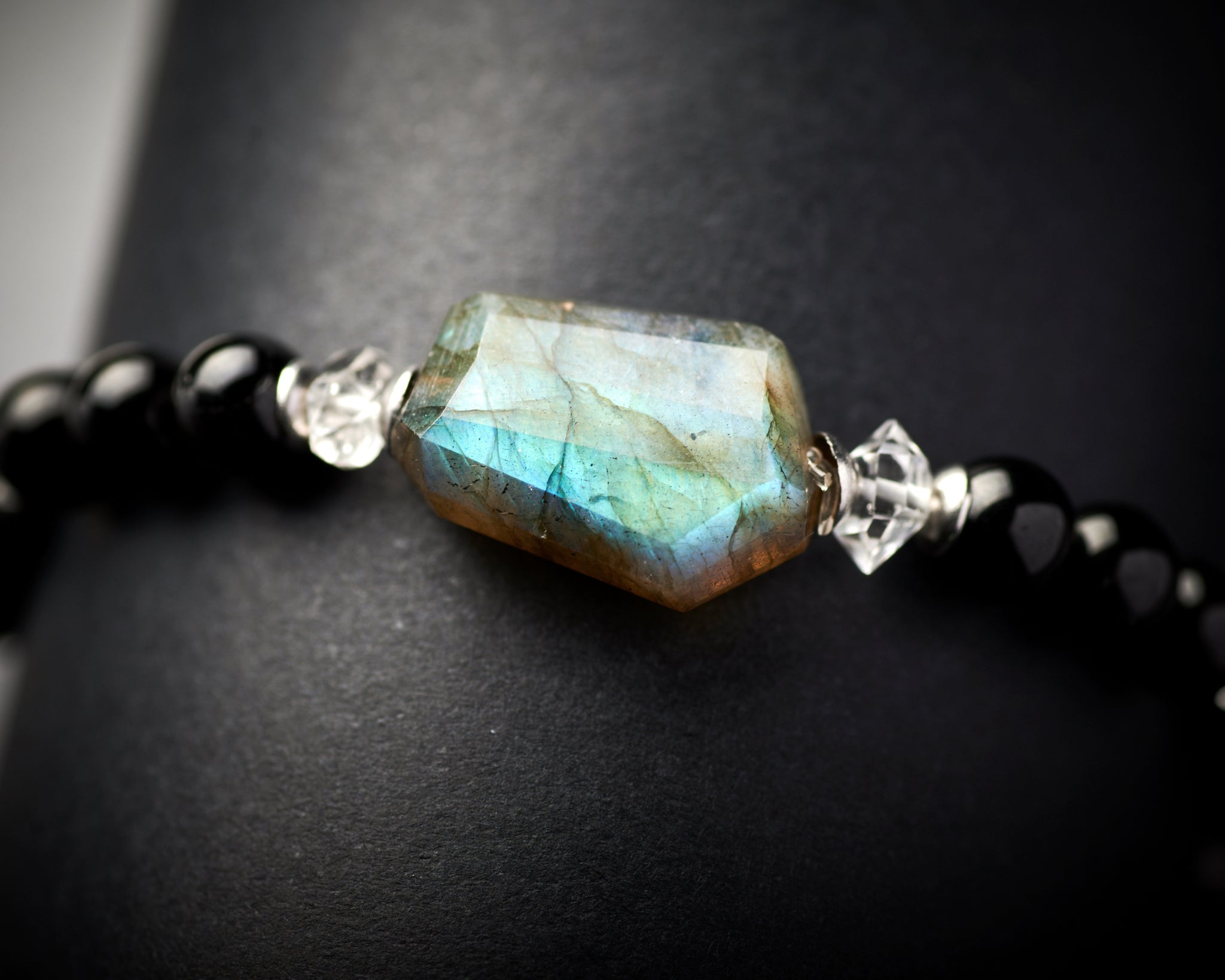 Labradorite Black Tourmaline Stretch Bracelet