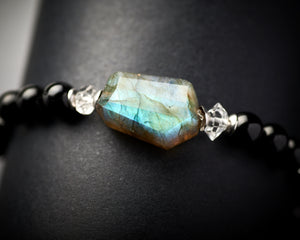 Labradorite Black Tourmaline Stretch Bracelet