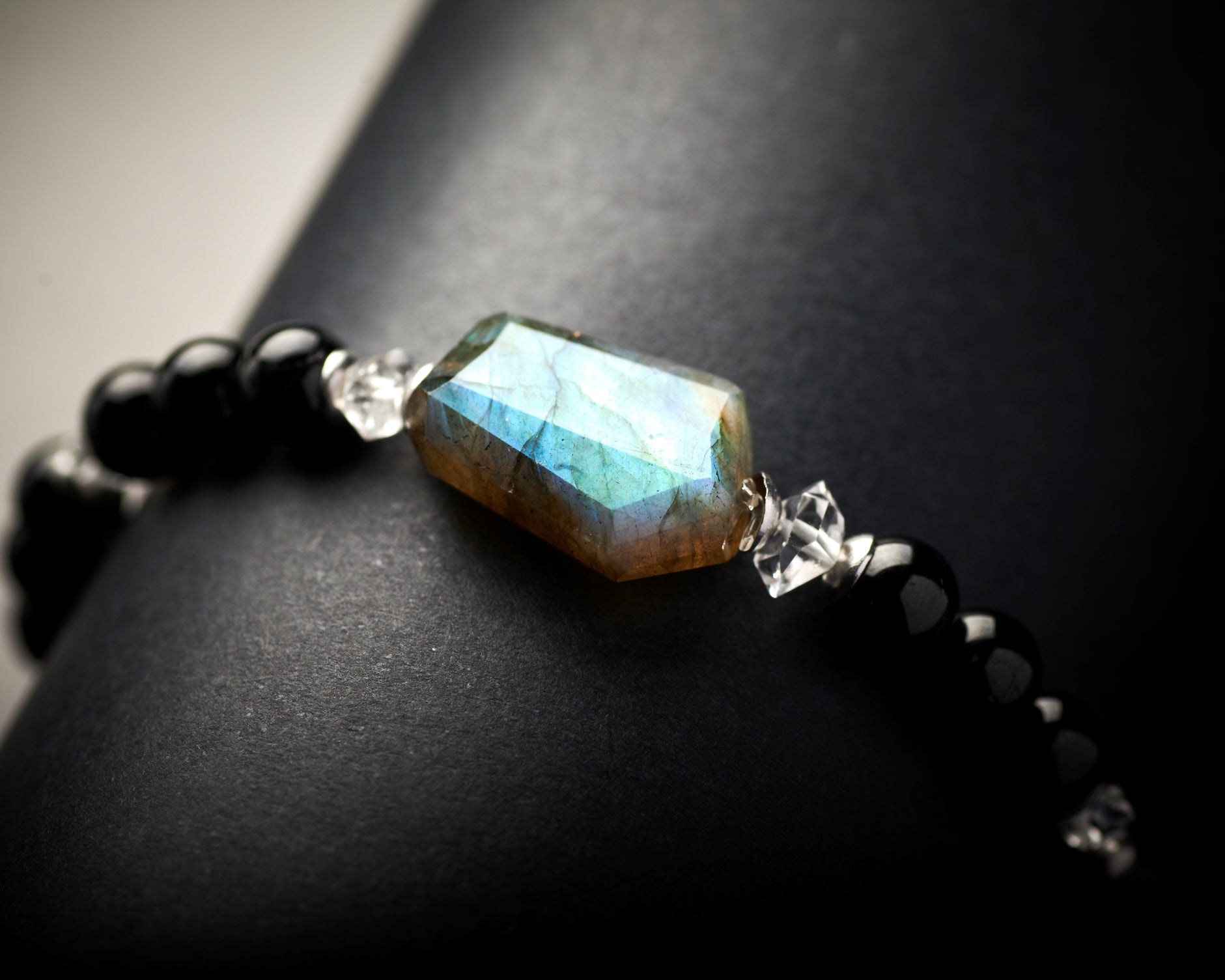 Labradorite Black Tourmaline Stretch Bracelet
