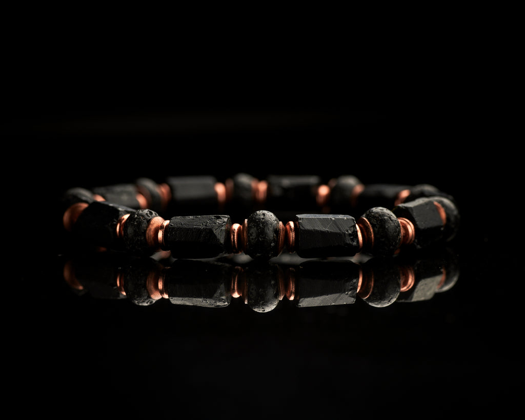 Men's Black Tourmaline lava Bracelet