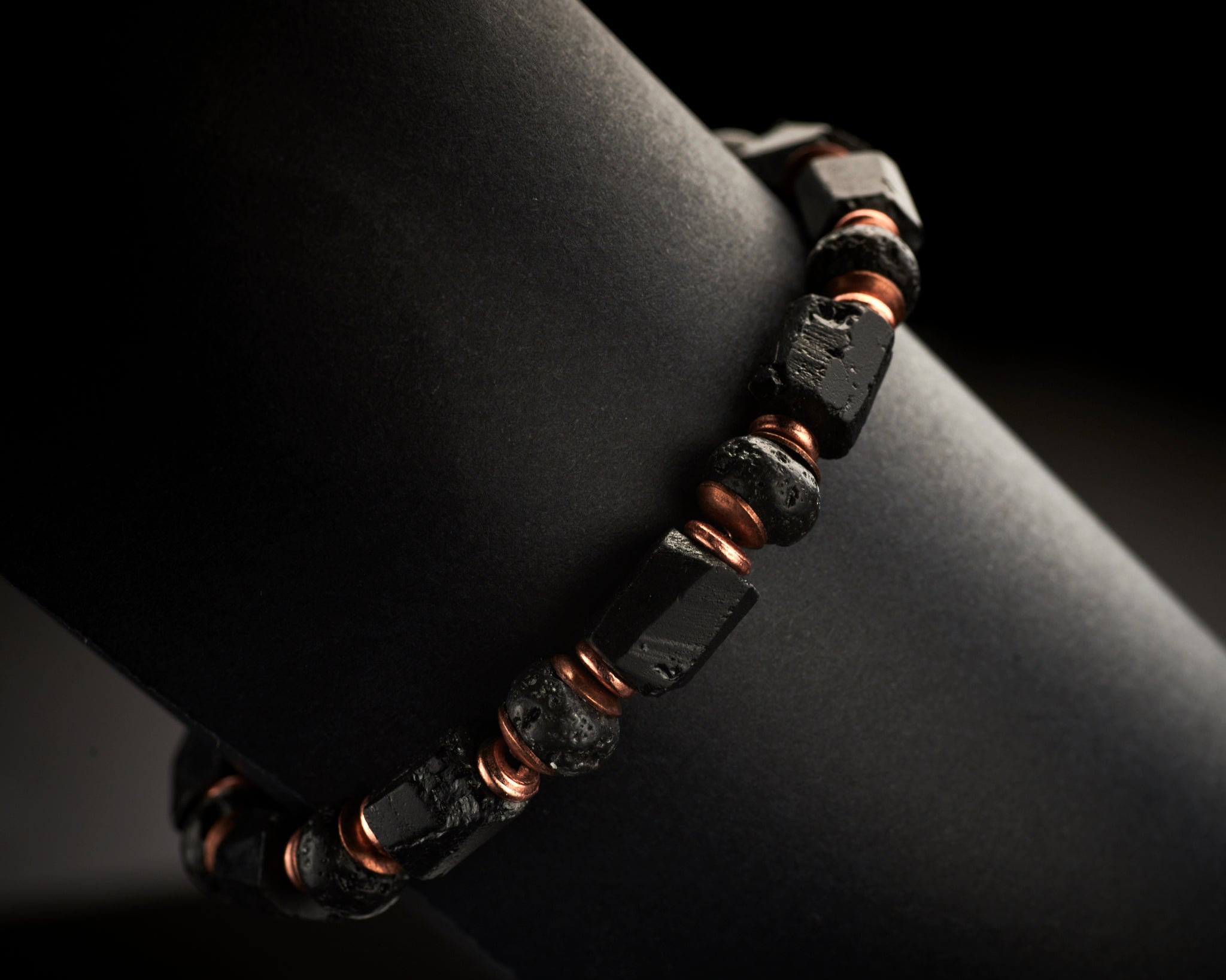 Men's Black Tourmaline lava Bracelet