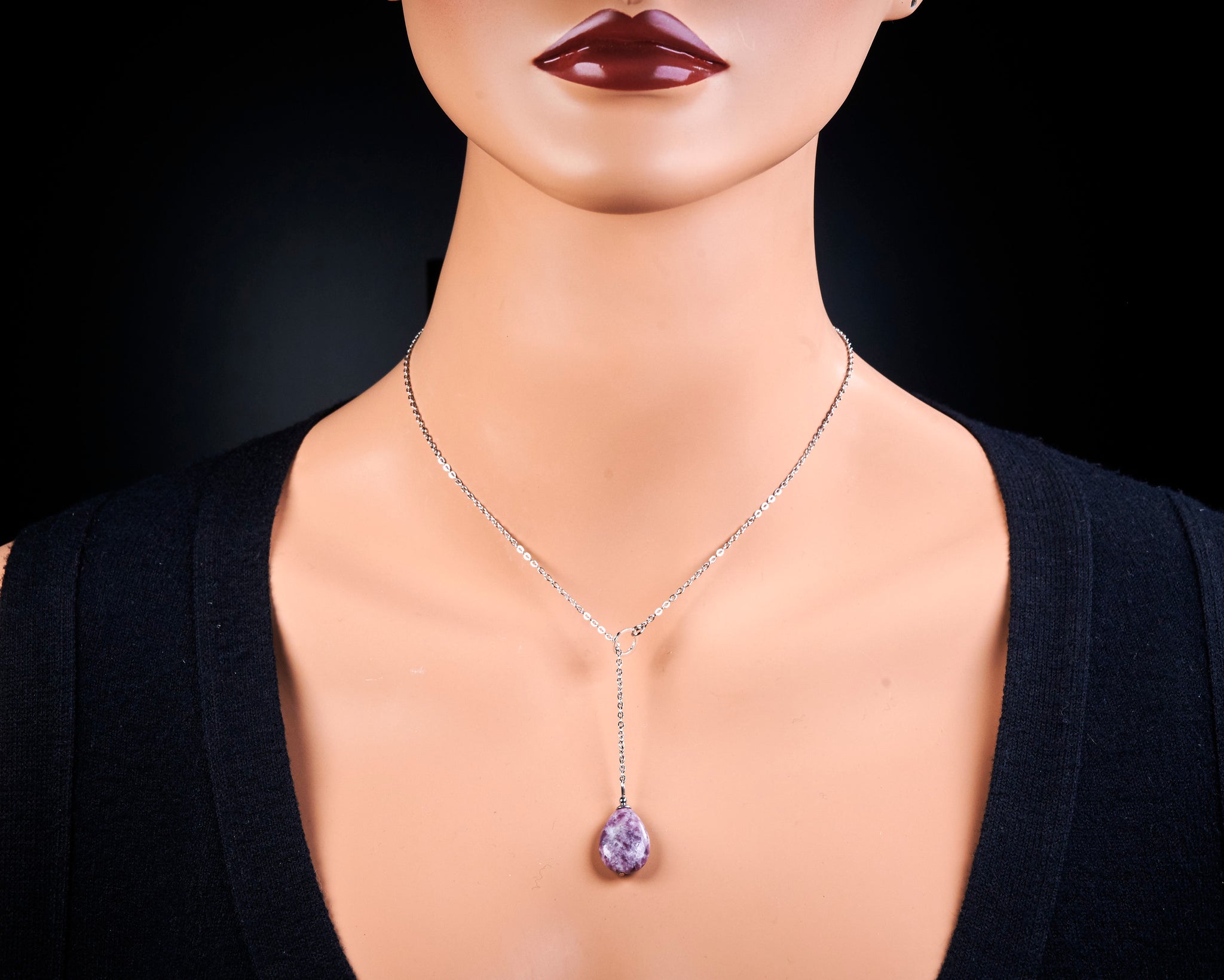 Lepedolite Teardrop Pendant