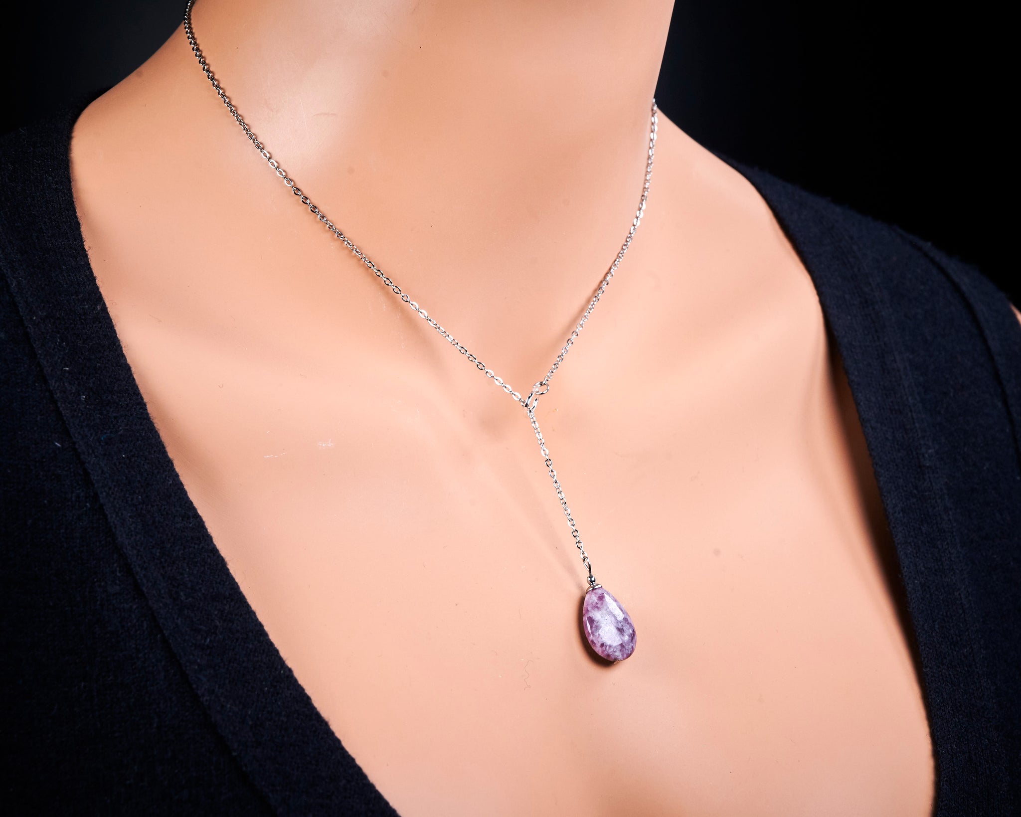 Lepedolite Teardrop Pendant