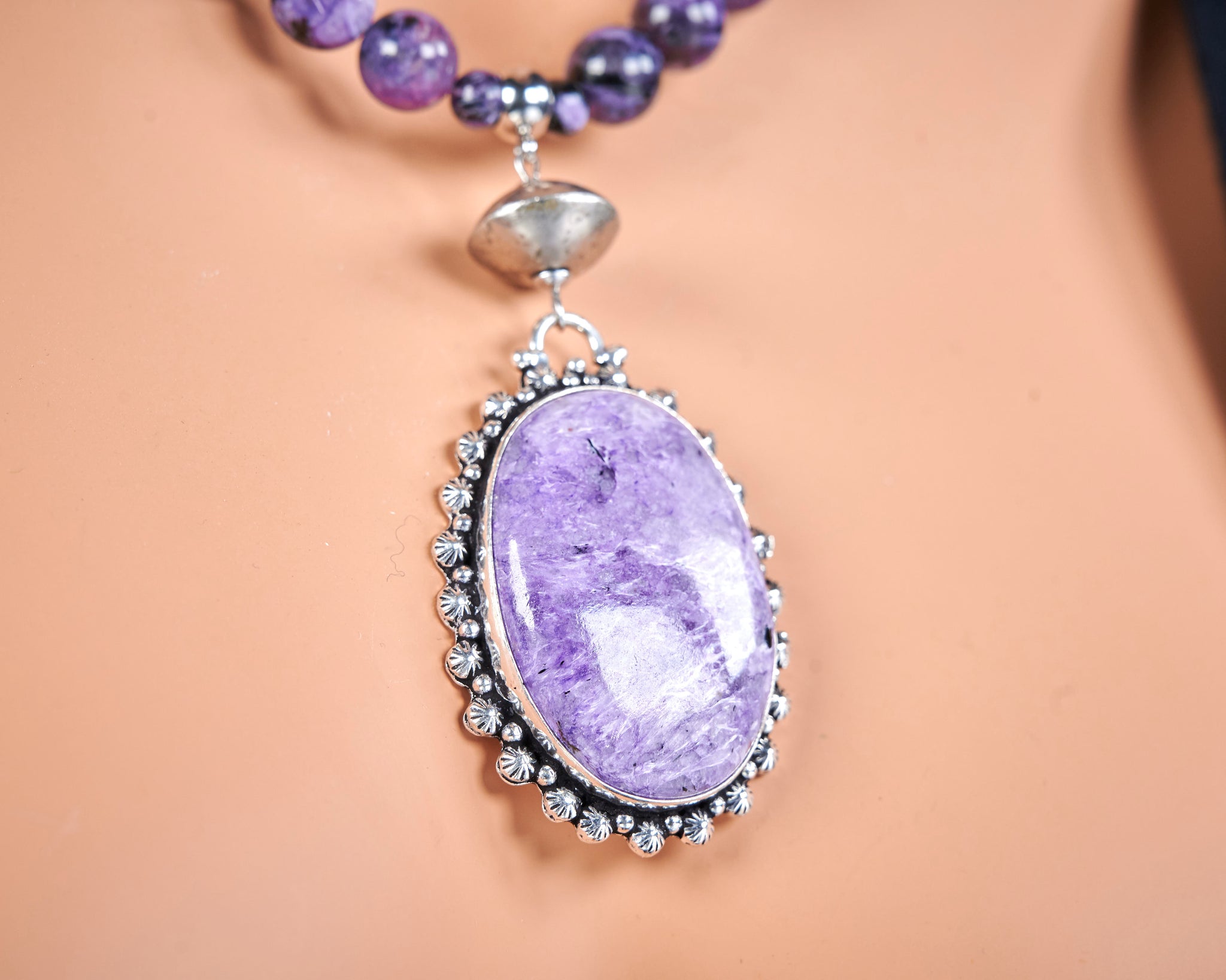 Statement Charoite Necklace Pendant
