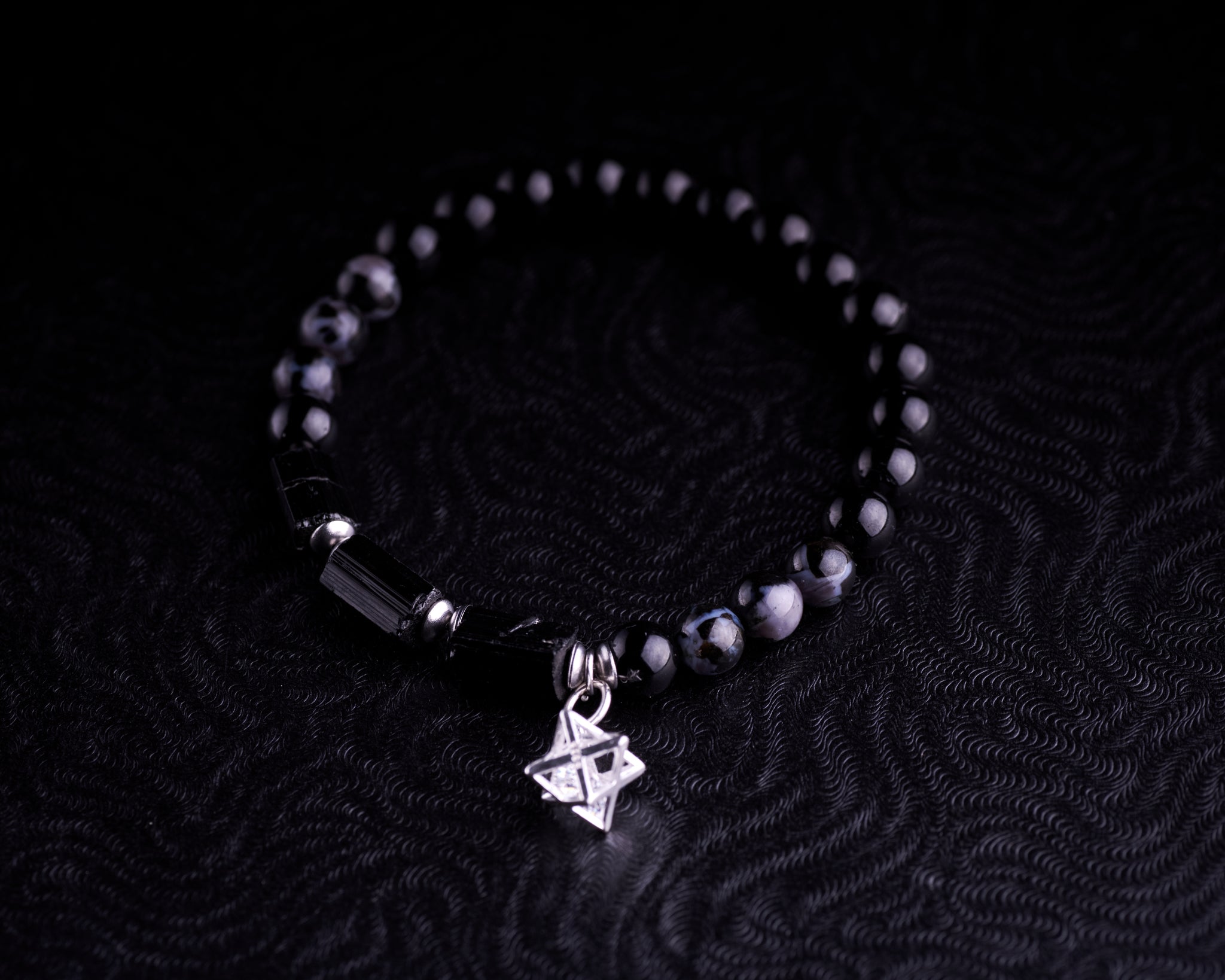 Men's Rough Black Tourmaline Merkaba Bracelet