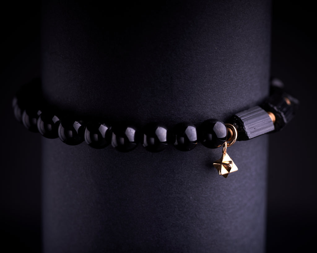 Men's Black Tourmaline Merkaba Bracelet