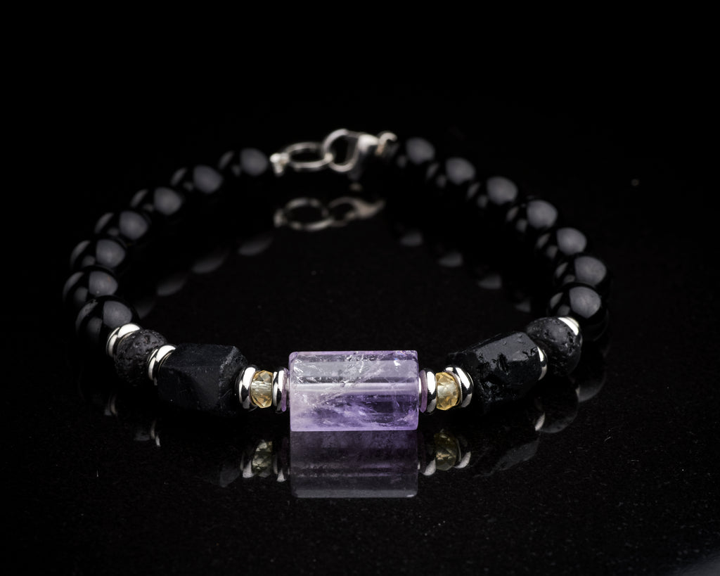 Men's Amethyst Black Tourmaline Bracelet