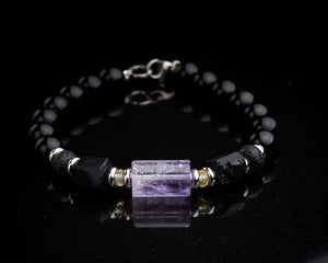 Men's Amethyst Black Tourmaline Bracelet