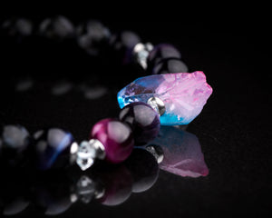 Galaxy Tiger Eye Merlinite Raw Quartz Bracelet