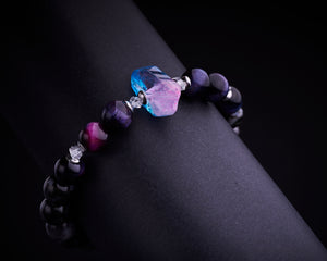Galaxy Tiger Eye Merlinite Raw Quartz Bracelet