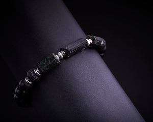 Men's Raw Black Tourmaline Seraphinite bracelet