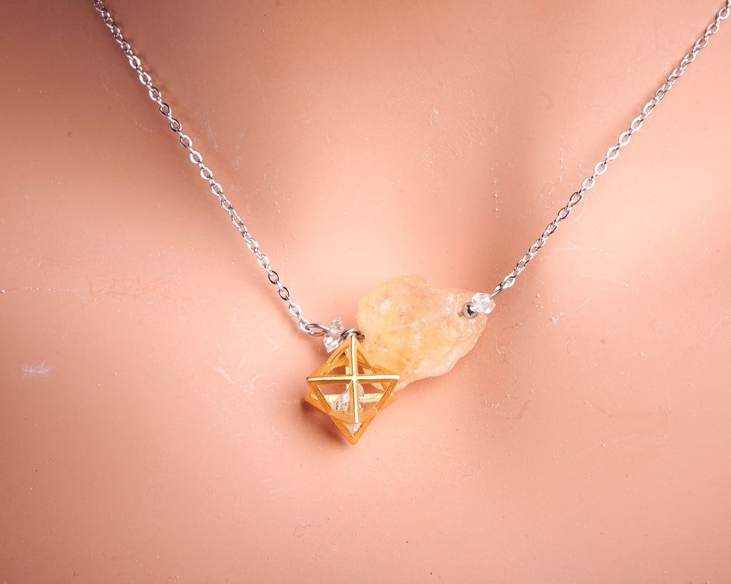 Raw Citrine Merkaba pendant