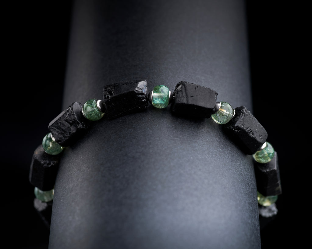 Black Tourmaline Green Phantom Ghost Quartz Bracelet