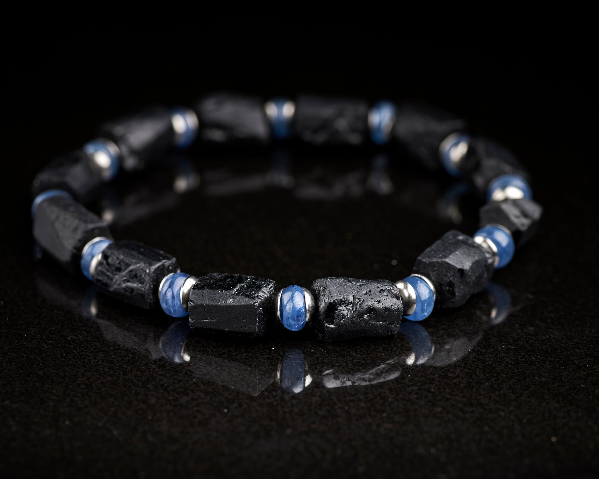Men's Raw Black Tourmaline Kyanite Bracelet