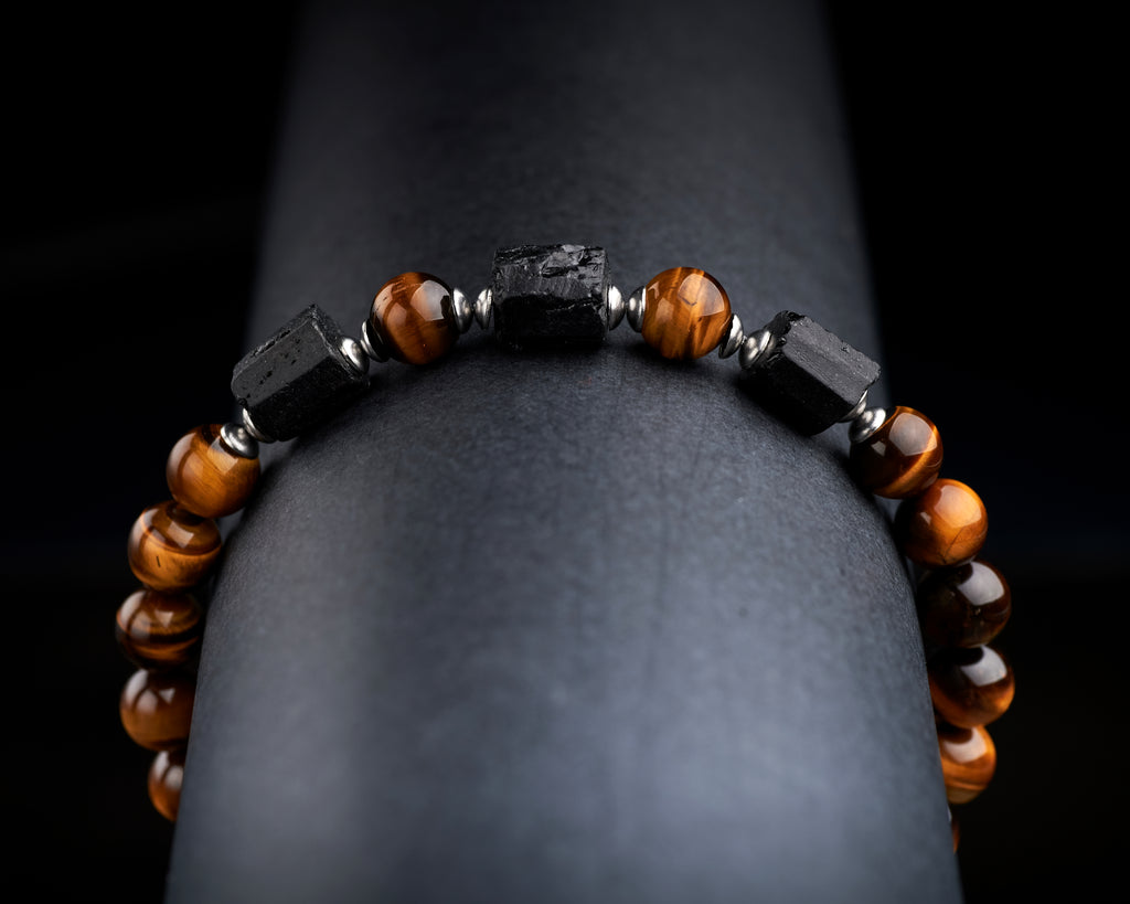 Raw Black Tourmaline Tiger Eye Bracelet