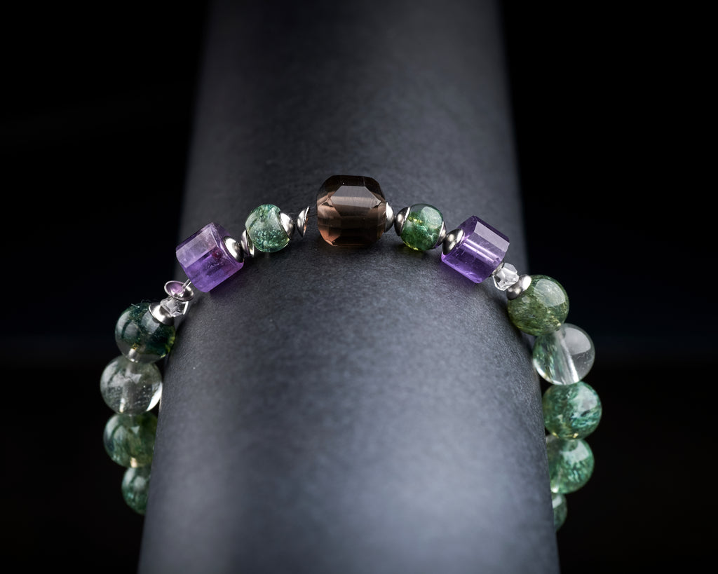 Green Quartz Amethyst Smokey Quartz Bracelet