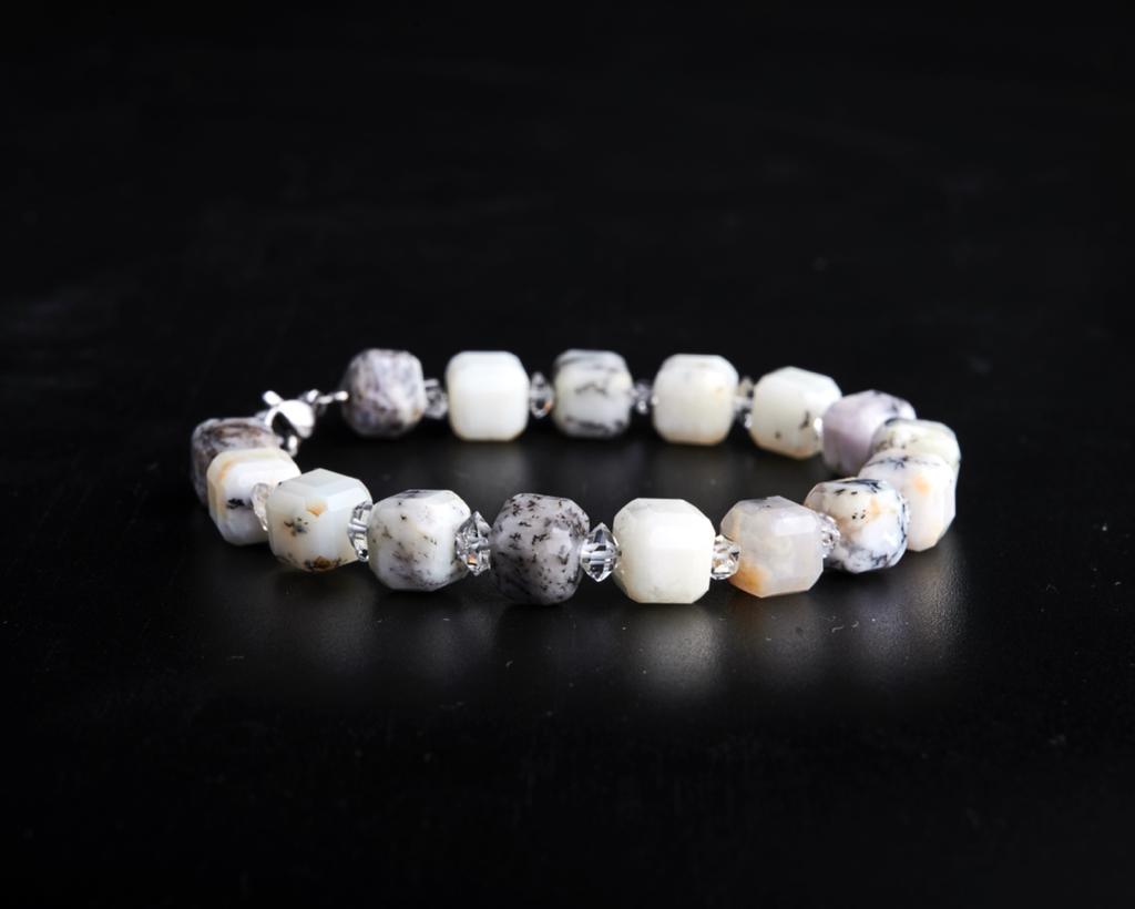 Dendritic Opal raw NY Herkimer Diamond Bracelet