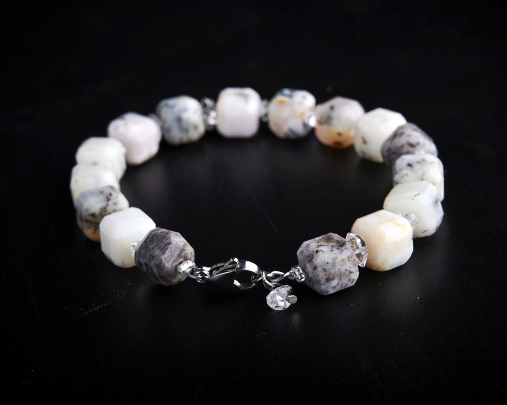 Dendritic Opal raw NY Herkimer Diamond Bracelet