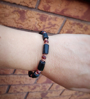 Men's Black Tourmaline Carnelian Bracelet